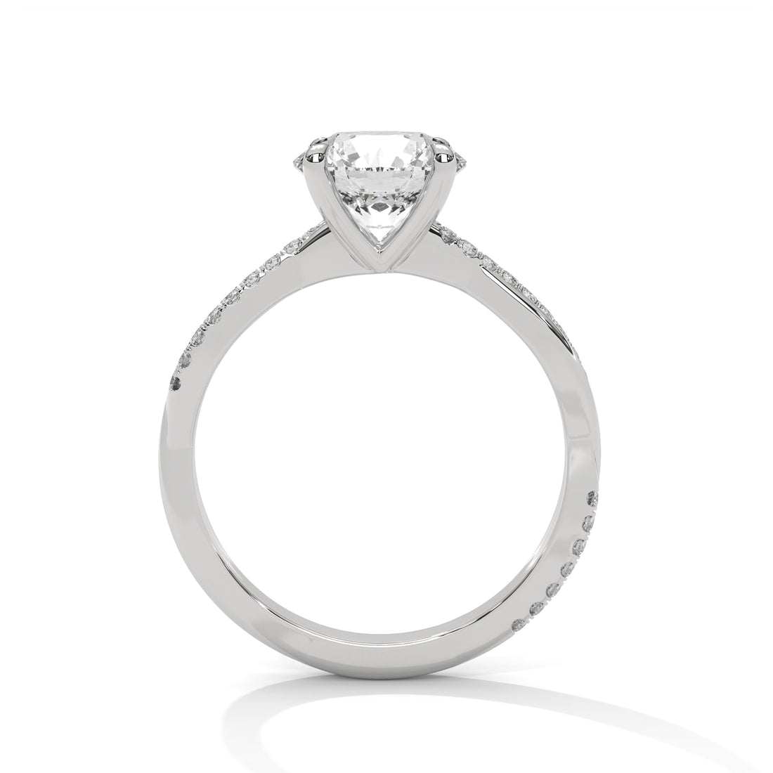 Rose Gold Round Cut Solitaire Twist Pavé Engagement Ring