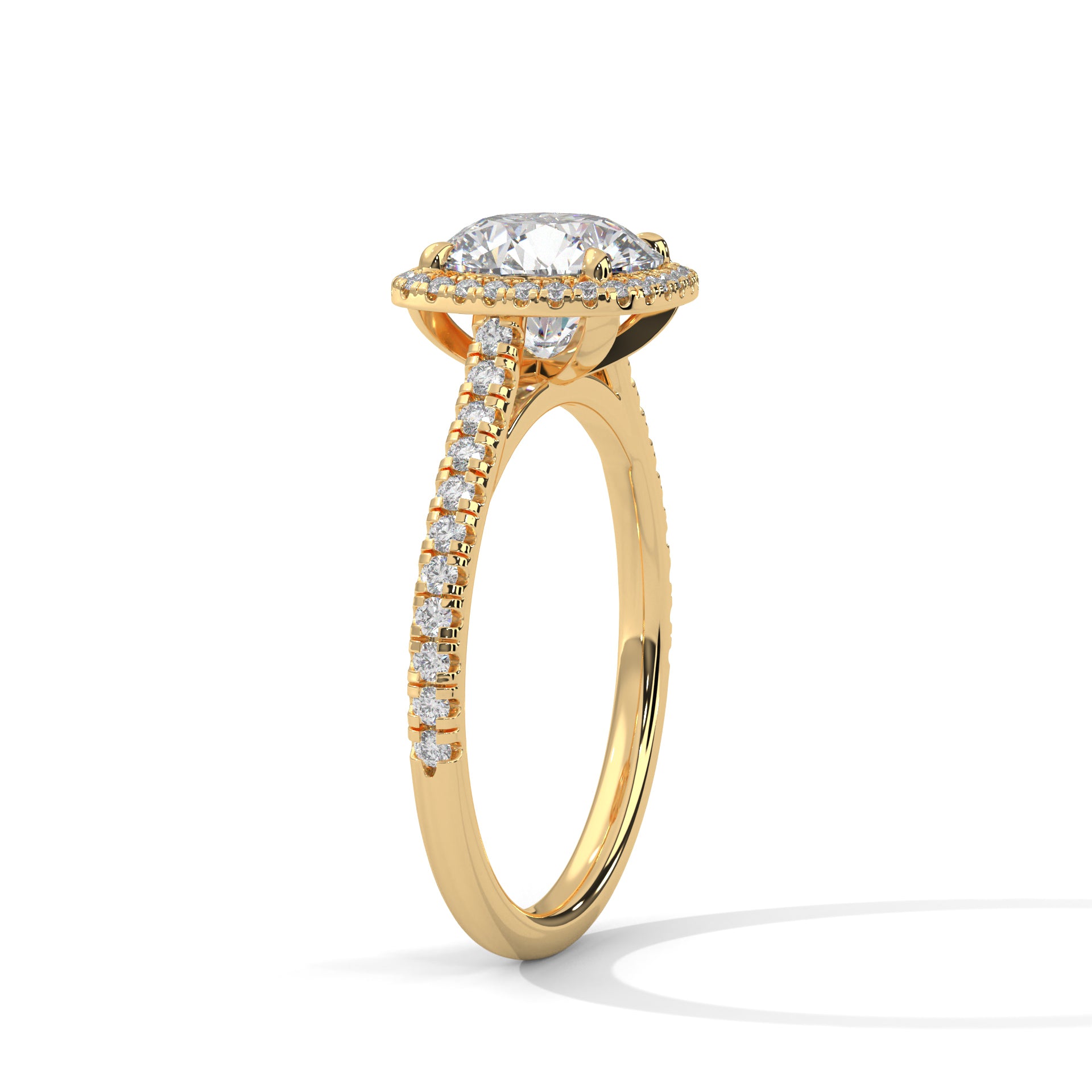 Rose Gold round Cut Halo Pavé Engagement Ring