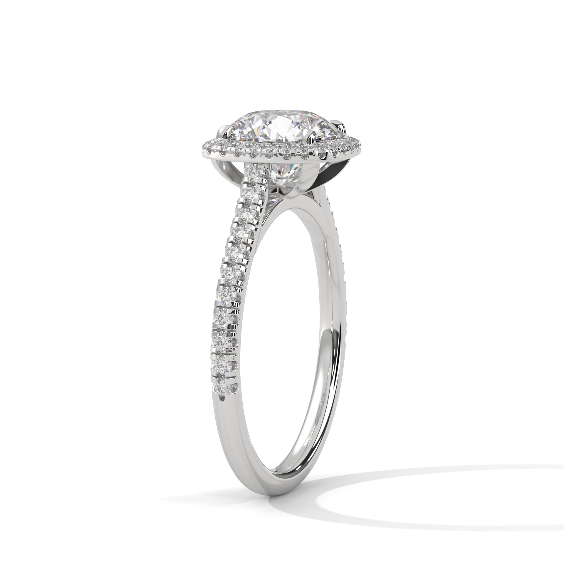 Rose Gold round Cut Halo Pavé Engagement Ring