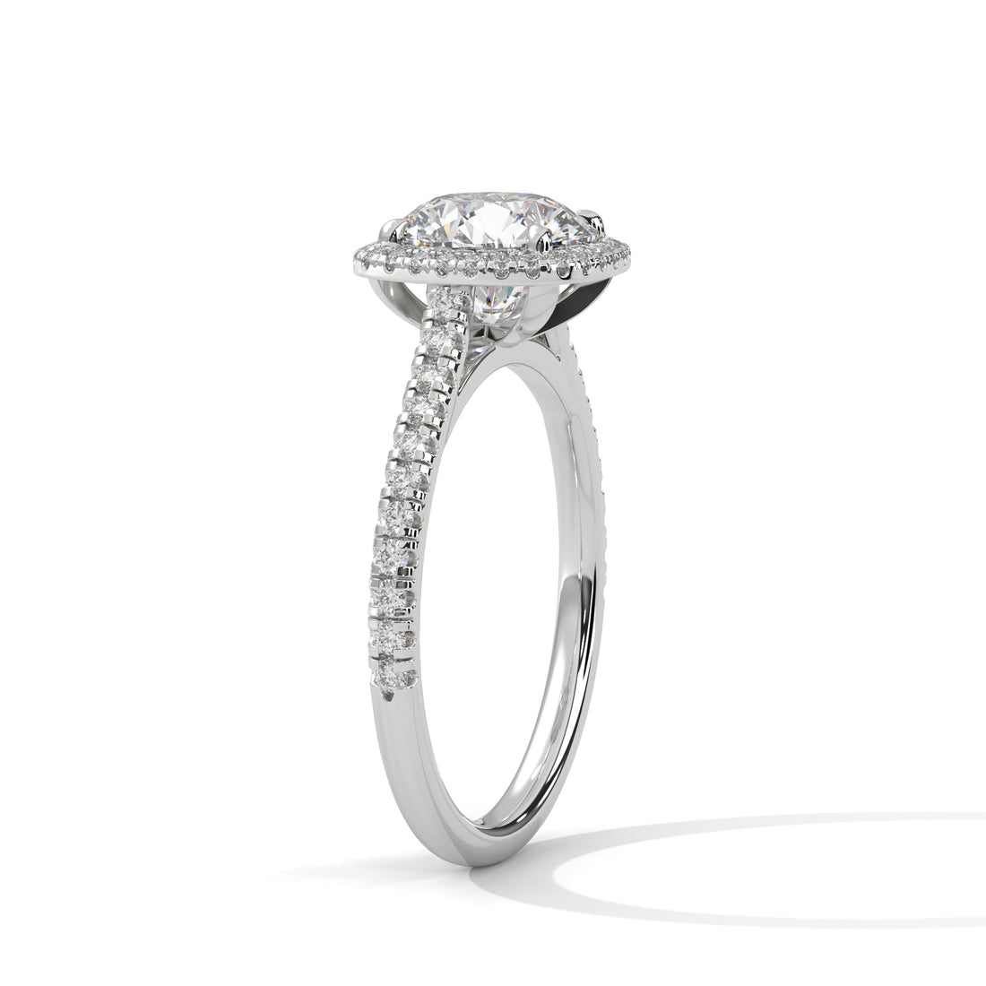 Rose Gold round Cut Halo Pavé Engagement Ring