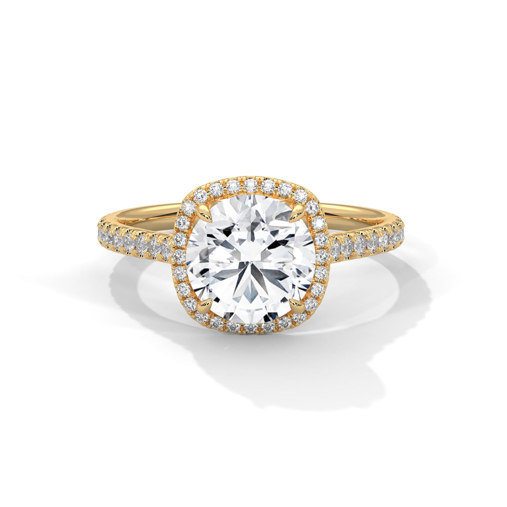 Rose Gold round Cut Halo Pavé Engagement Ring