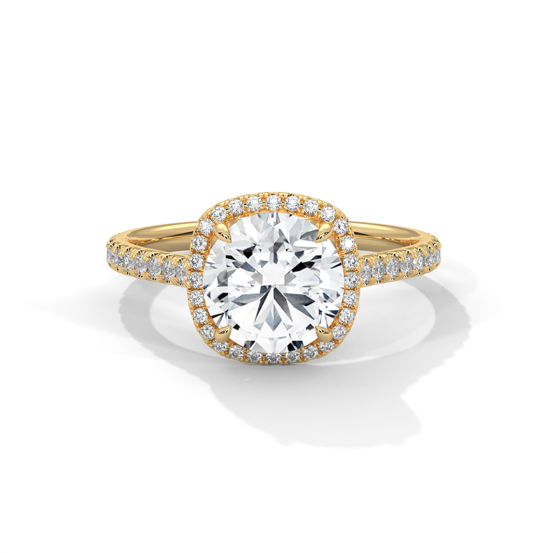 Rose Gold round Cut Halo Pavé Engagement Ring