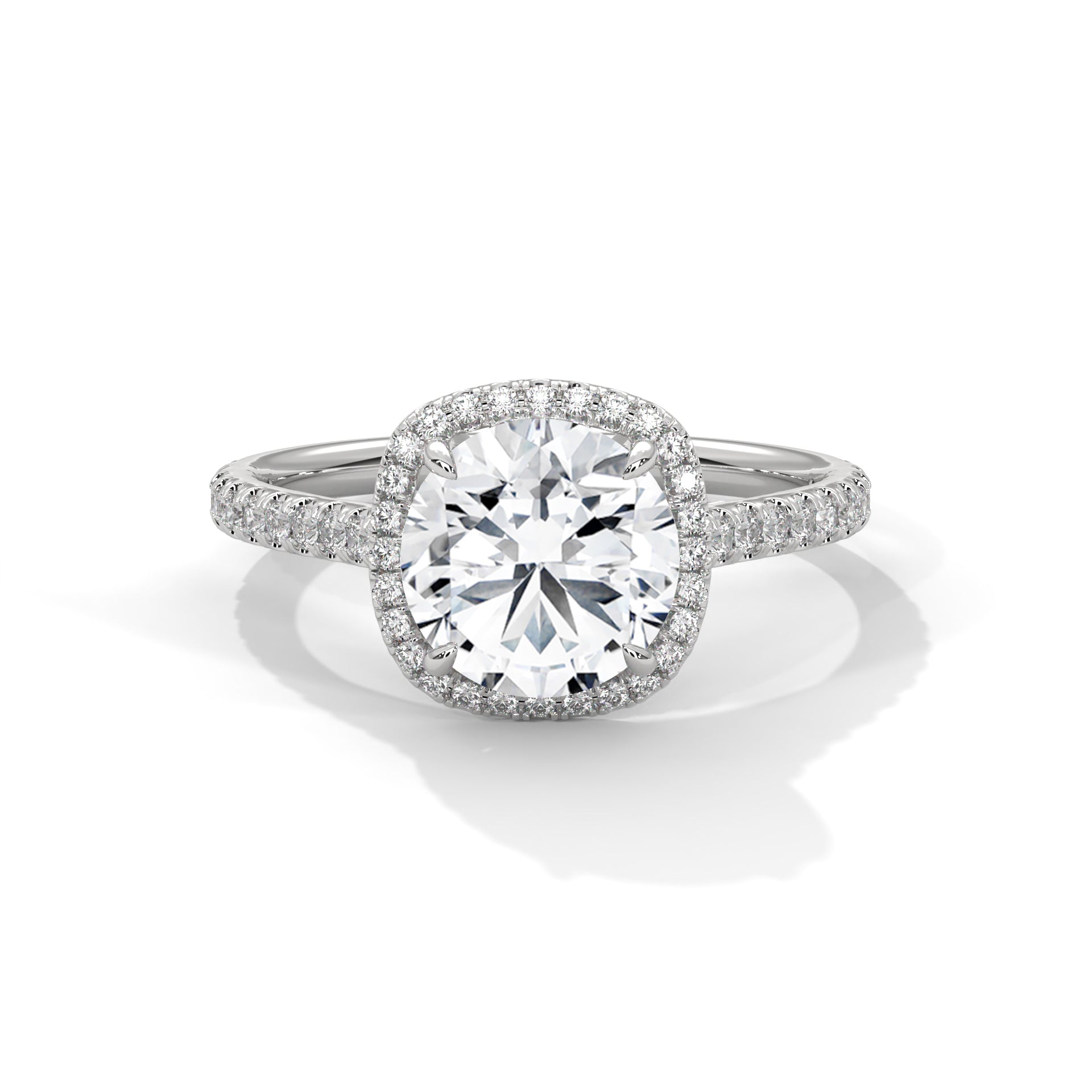 Rose Gold round Cut Halo Pavé Engagement Ring