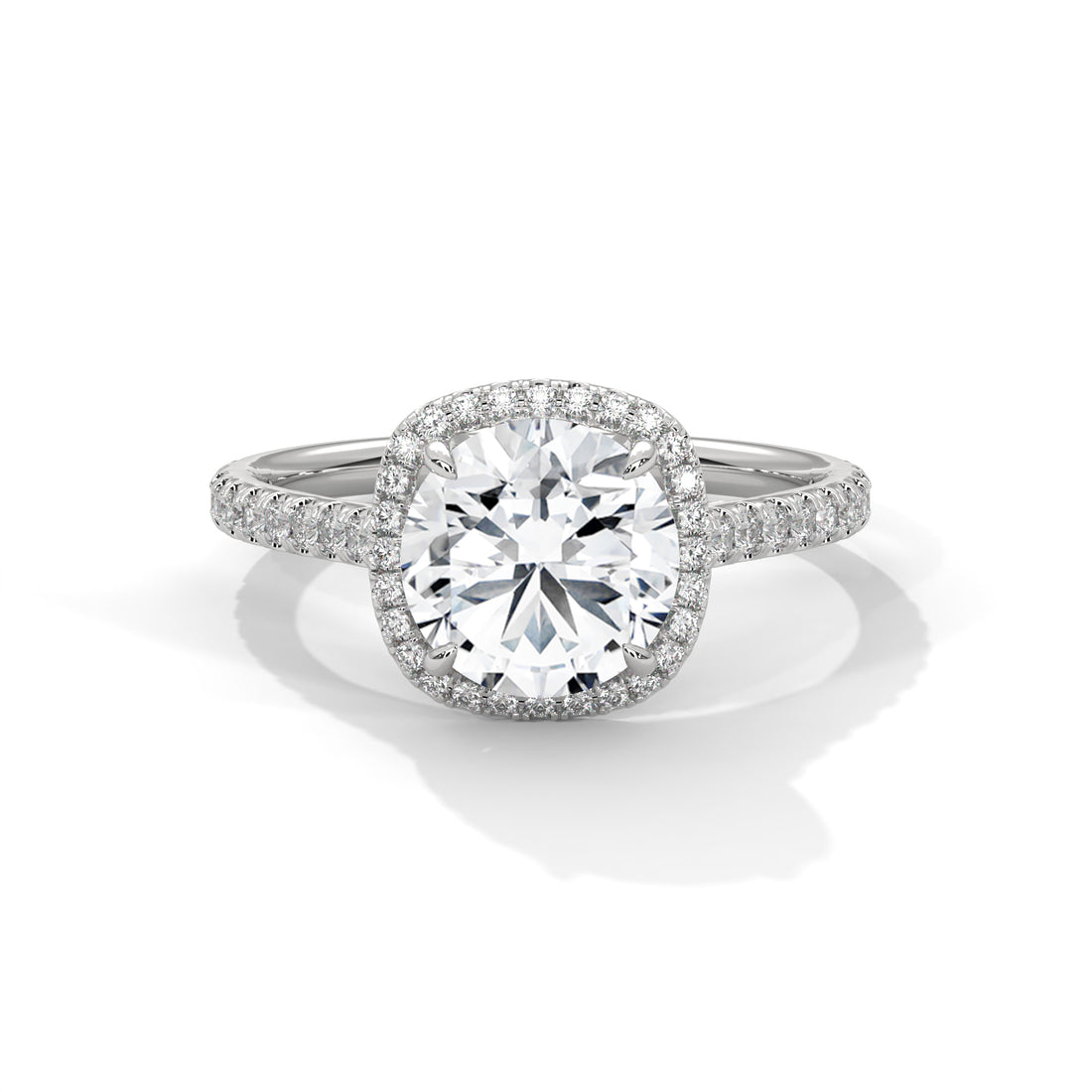 Rose Gold round Cut Halo Pavé Engagement Ring