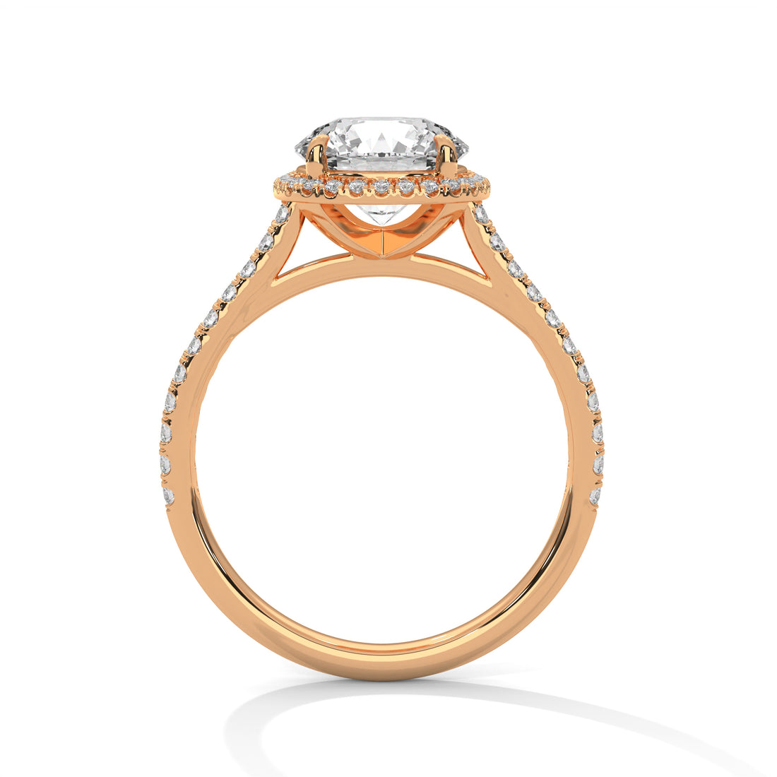 Rose Gold round Cut Halo Pavé Engagement Ring