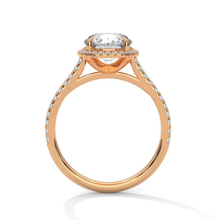 Rose Gold round Cut Halo Pavé Engagement Ring