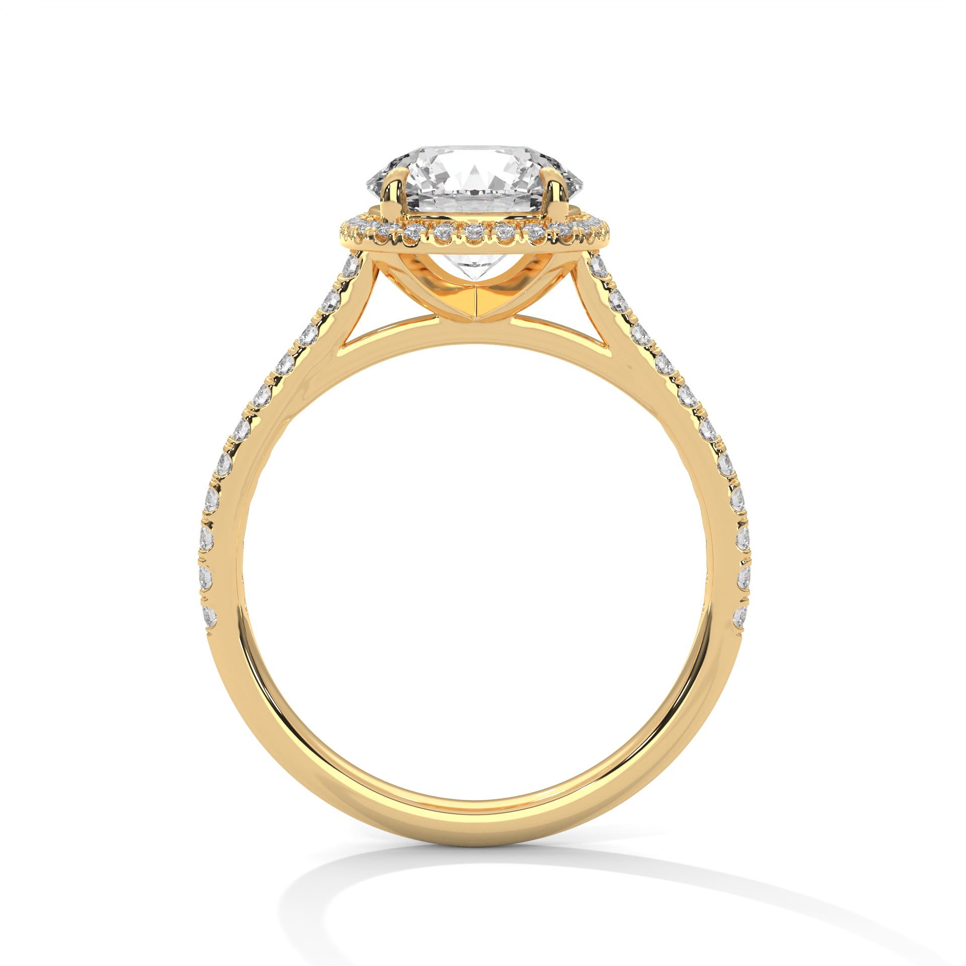 Rose Gold round Cut Halo Pavé Engagement Ring
