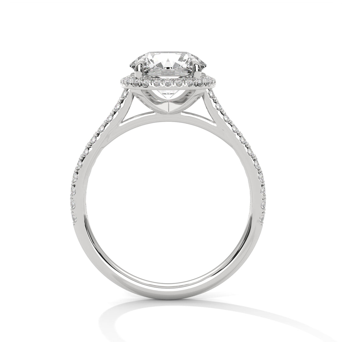 Rose Gold round Cut Halo Pavé Engagement Ring