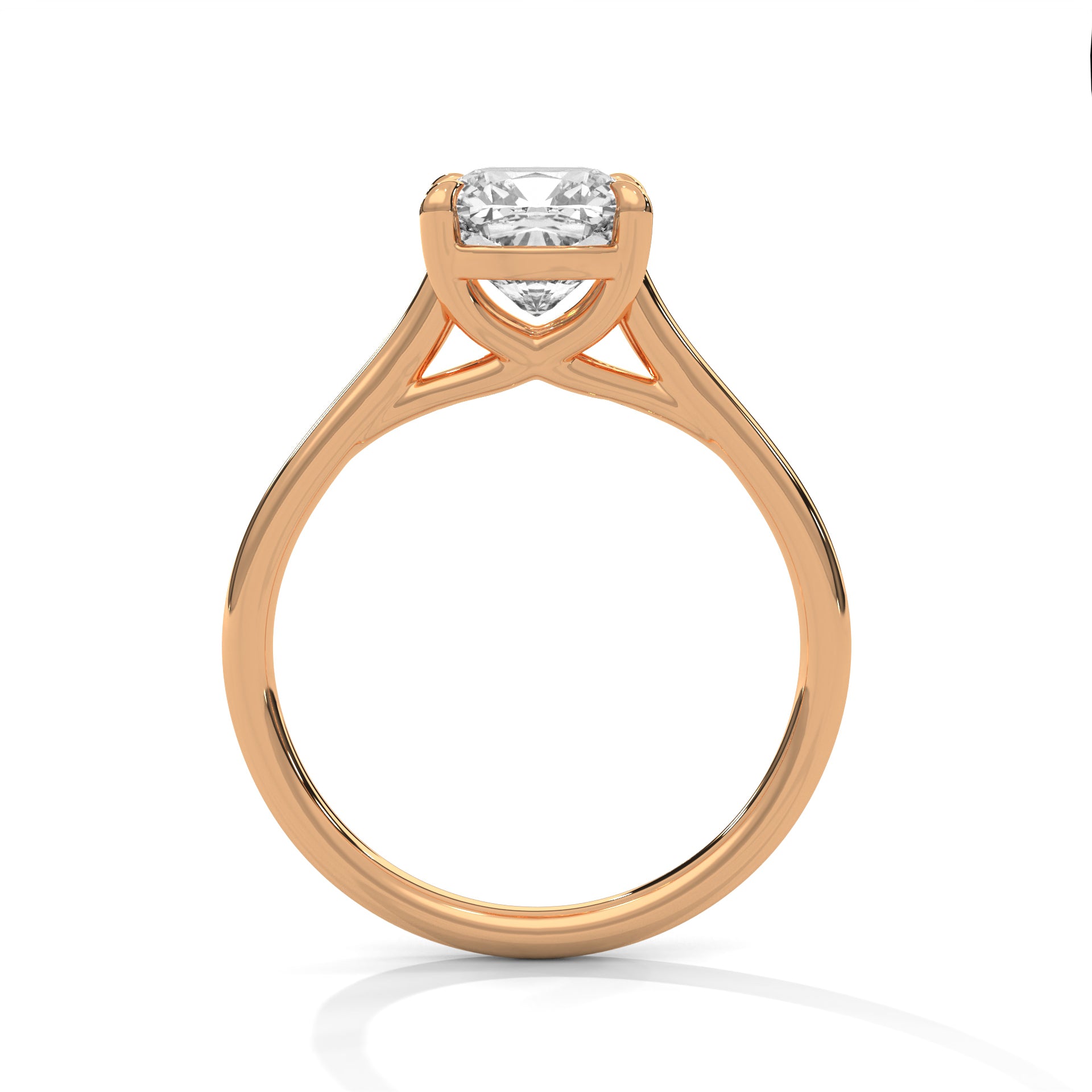 Rose Gold round Cut Solitaire Cathedral Engagement Ring