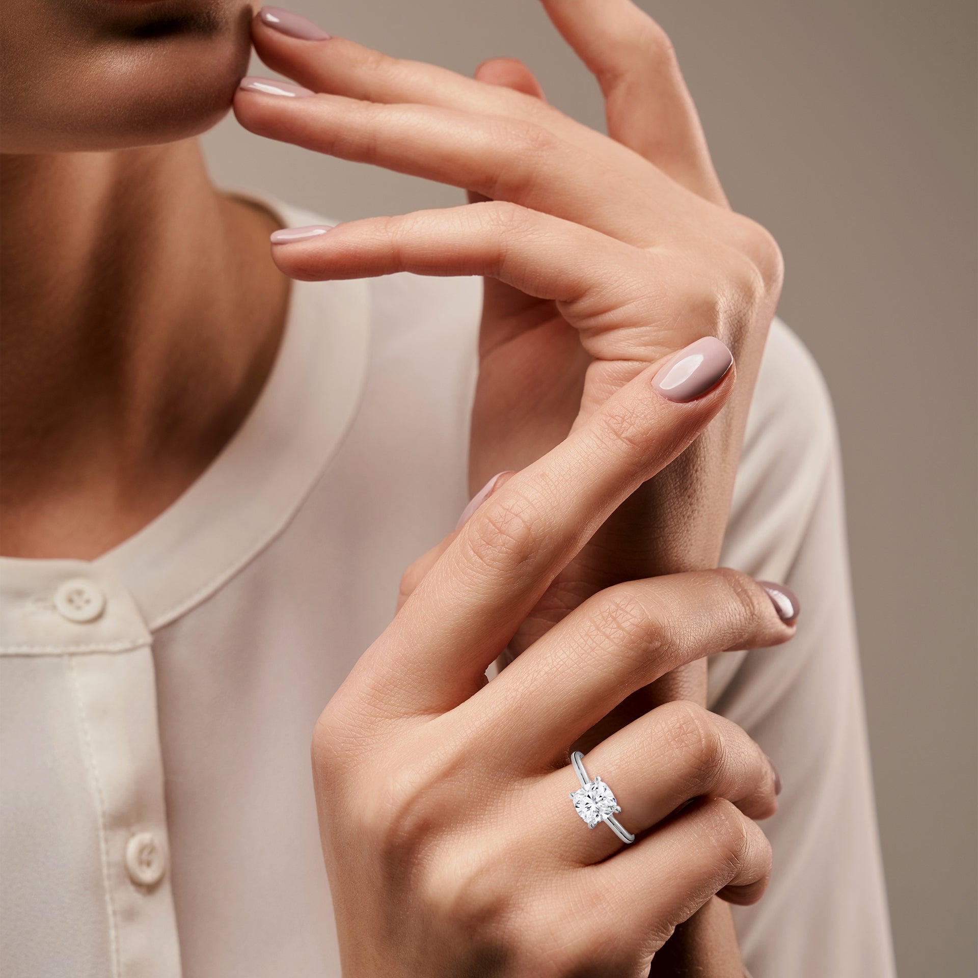 Rose Gold round Cut Solitaire Cathedral Engagement Ring