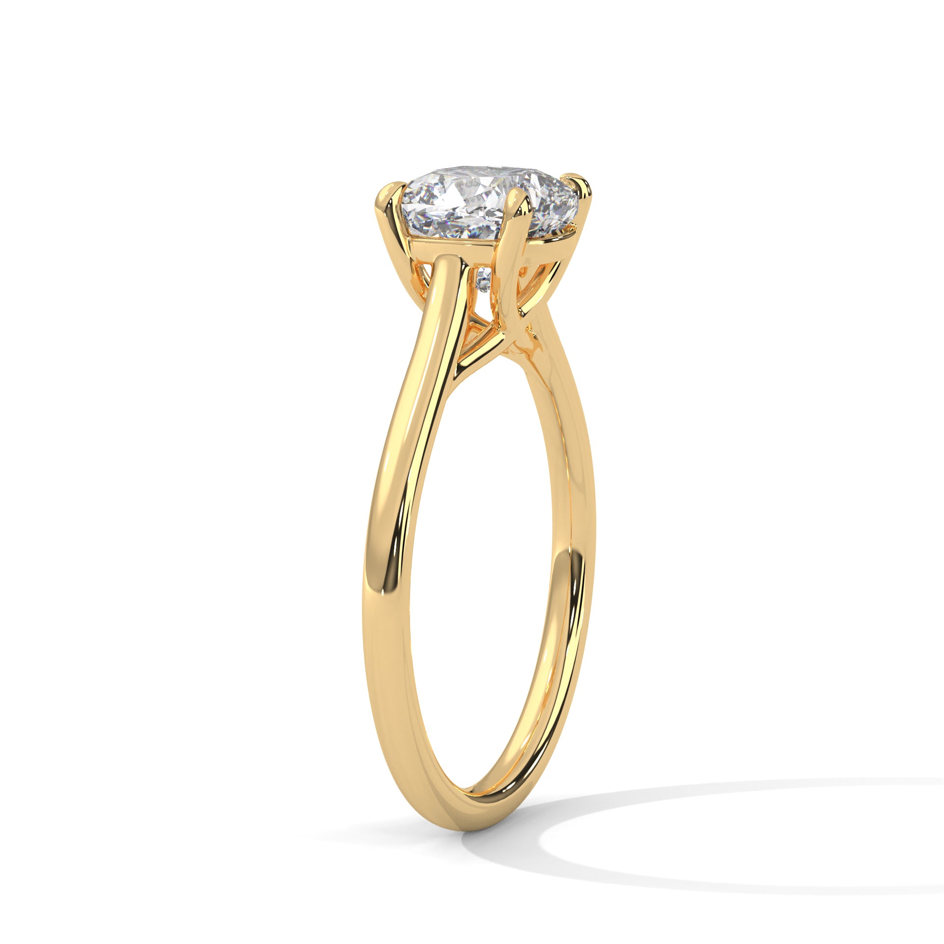 Rose Gold round Cut Solitaire Cathedral Engagement Ring