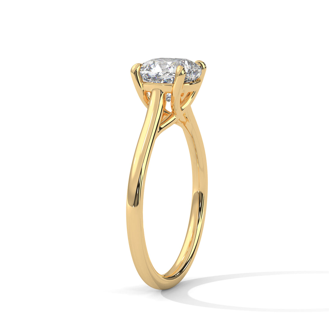 Rose Gold round Cut Solitaire Cathedral Engagement Ring