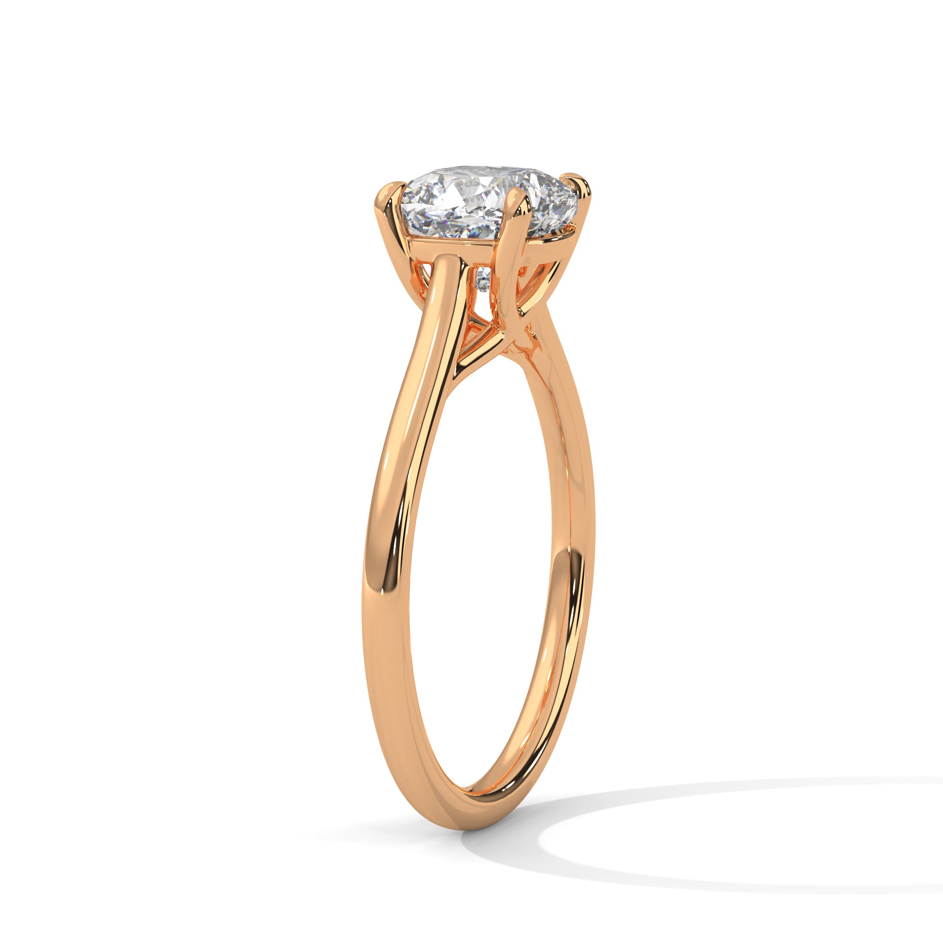 Rose Gold round Cut Solitaire Cathedral Engagement Ring