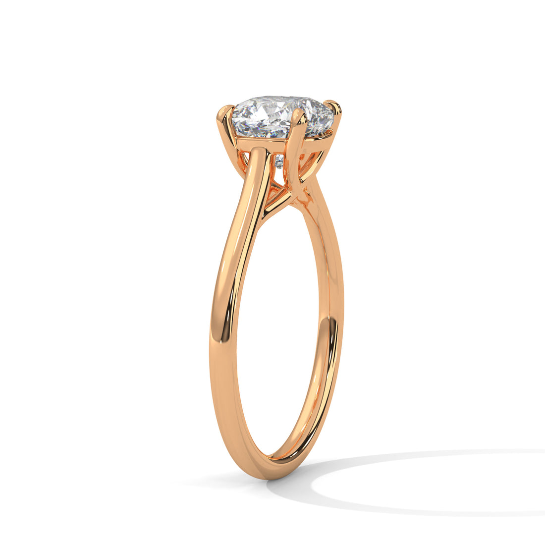 Rose Gold round Cut Solitaire Cathedral Engagement Ring