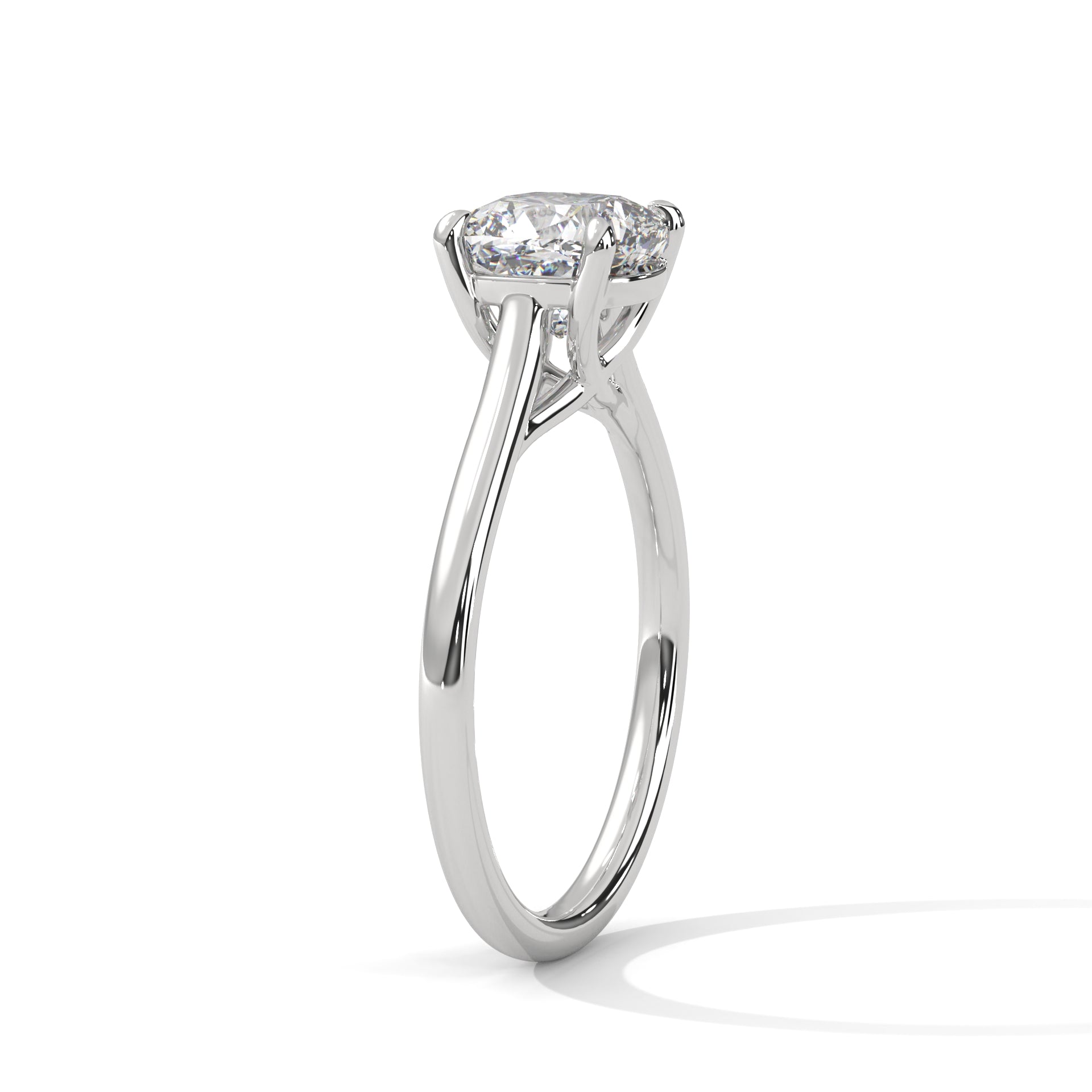 Rose Gold round Cut Solitaire Cathedral Engagement Ring