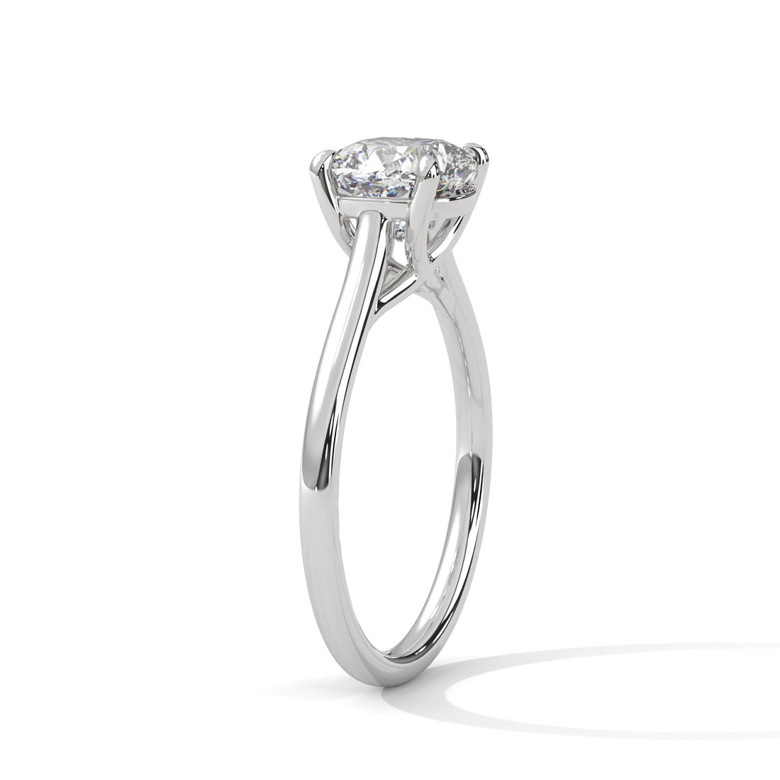 Rose Gold round Cut Solitaire Cathedral Engagement Ring