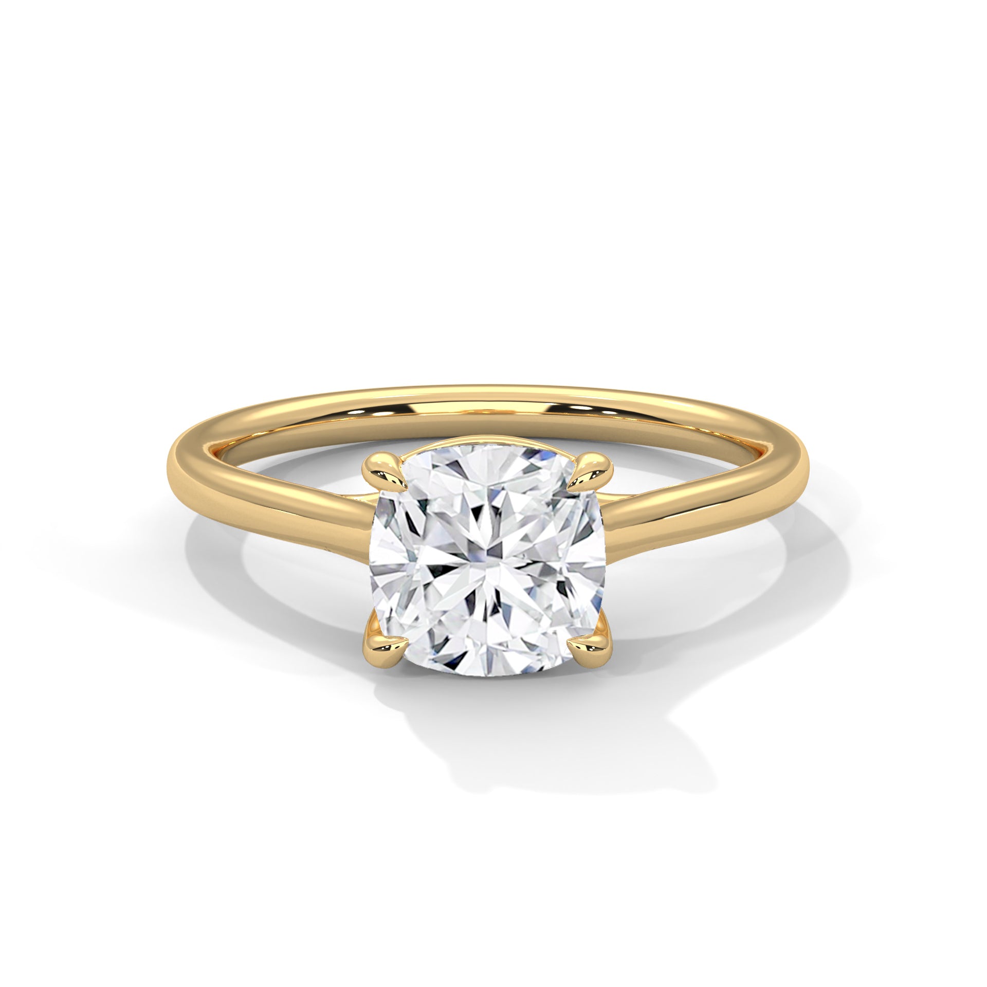 Rose Gold round Cut Solitaire Cathedral Engagement Ring