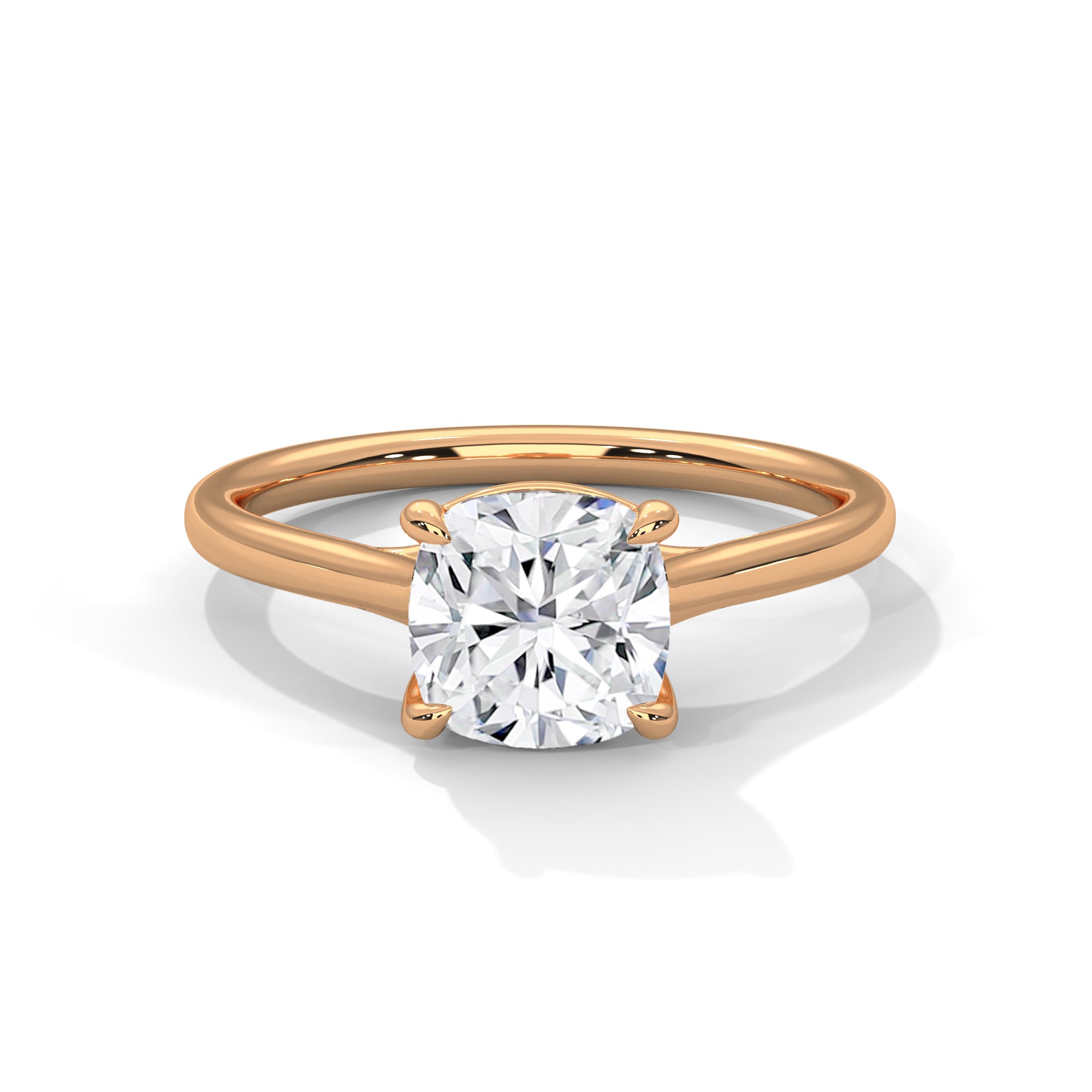 Rose Gold round Cut Solitaire Cathedral Engagement Ring