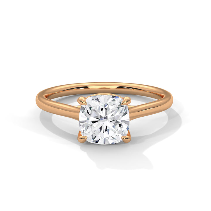 Rose Gold round Cut Solitaire Cathedral Engagement Ring
