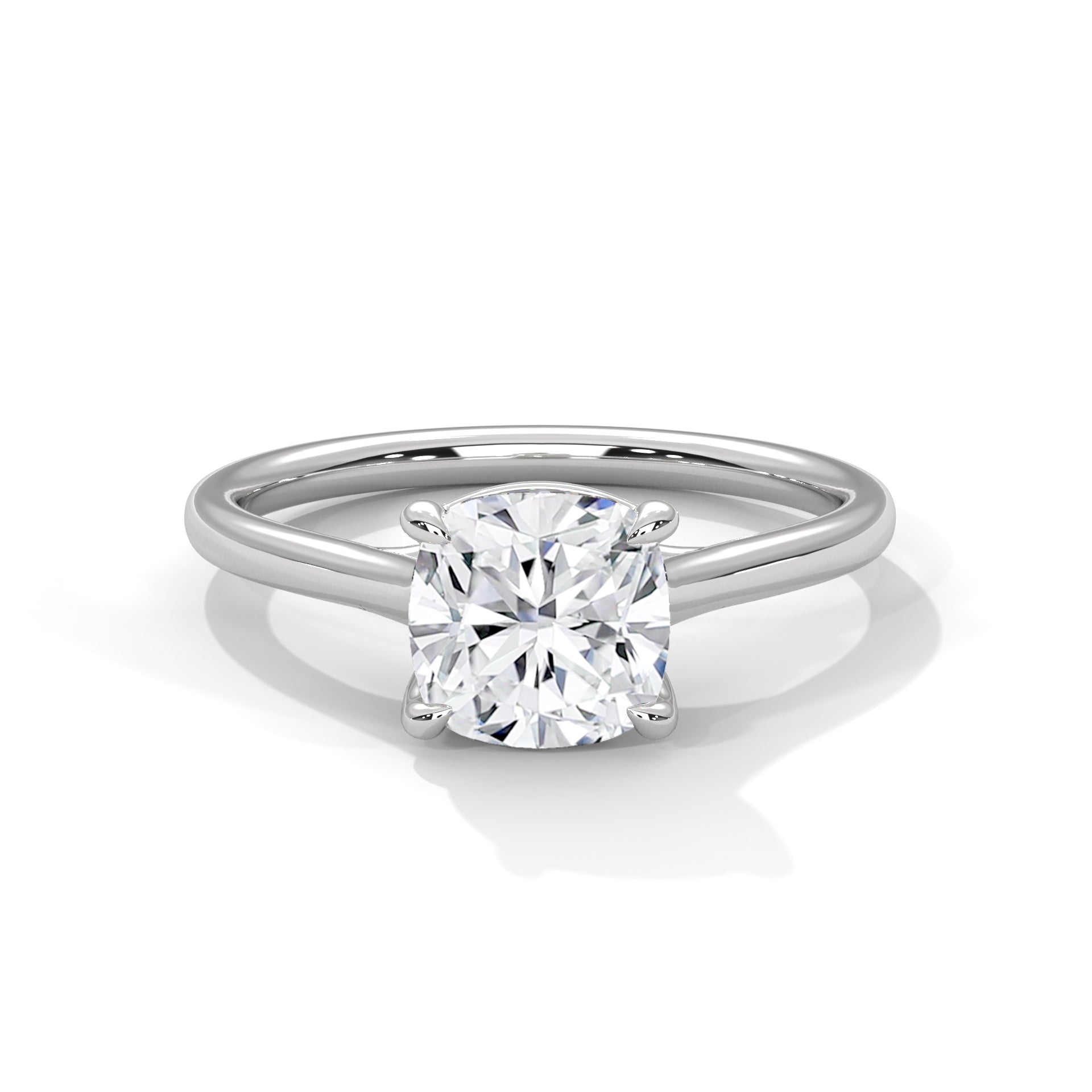 Rose Gold round Cut Solitaire Cathedral Engagement Ring