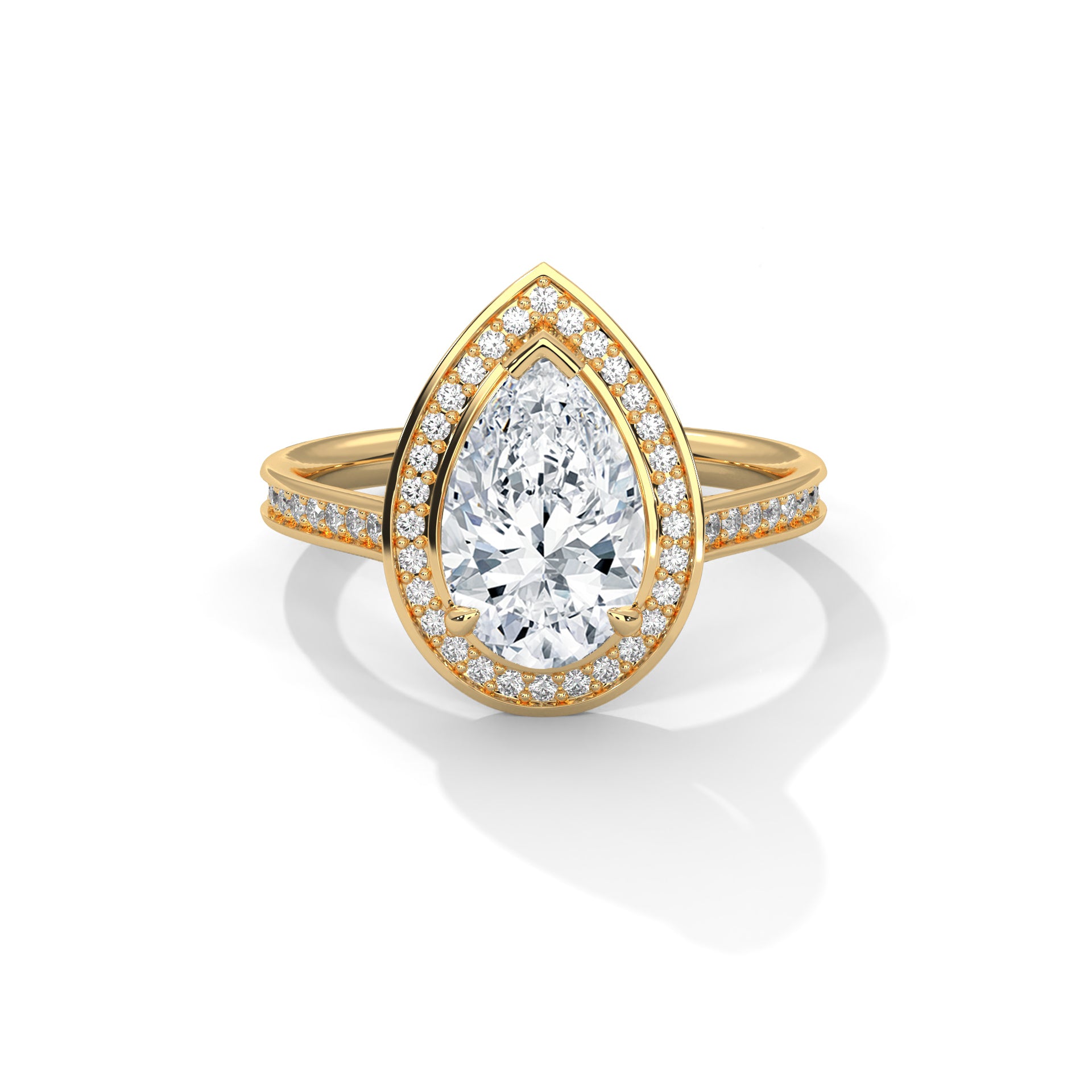 Rose Gold Pear Cut Halo Pavé Engagement & Anniversary Ring