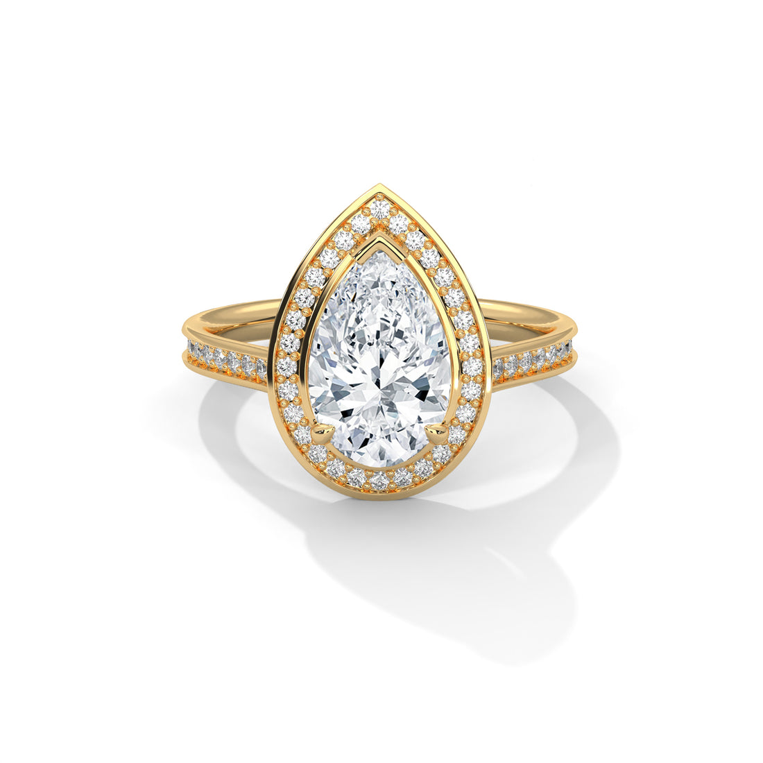 Rose Gold Pear Cut Halo Pavé Engagement & Anniversary Ring
