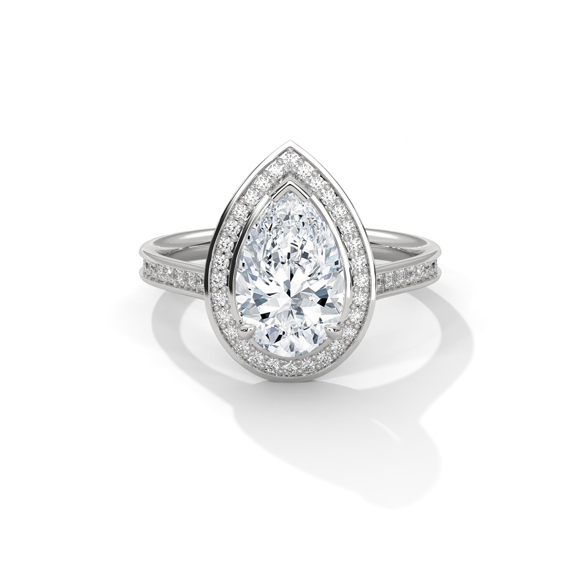 Rose Gold Pear Cut Halo Pavé Engagement & Anniversary Ring