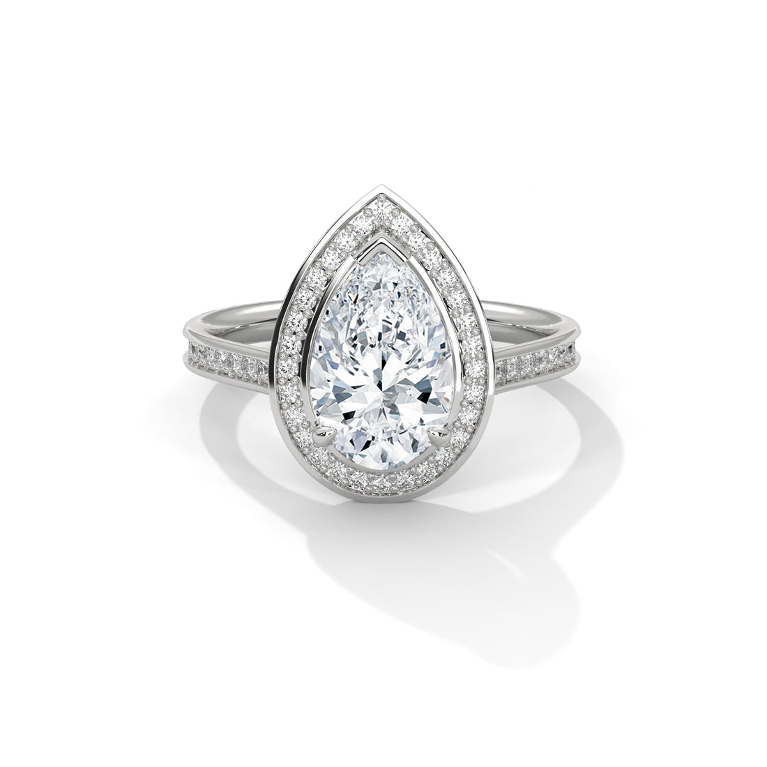 Rose Gold Pear Cut Halo Pavé Engagement & Anniversary Ring