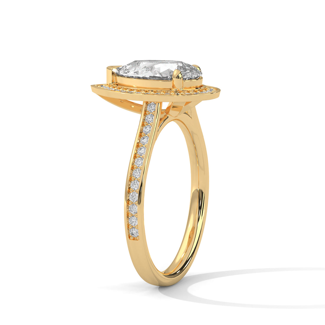 Rose Gold Pear Cut Halo Pavé Engagement & Anniversary Ring
