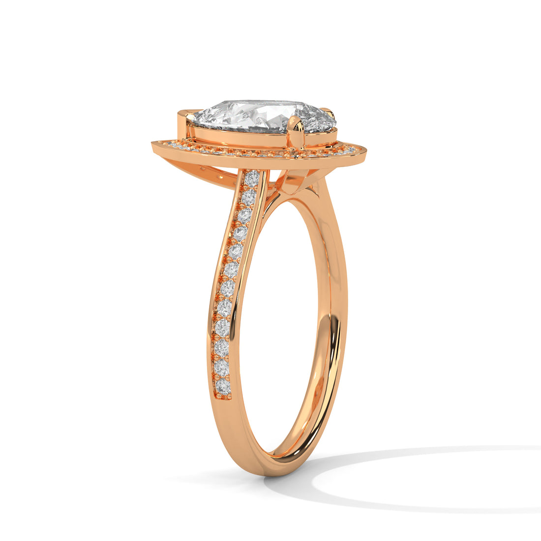 Rose Gold Pear Cut Halo Pavé Engagement & Anniversary Ring