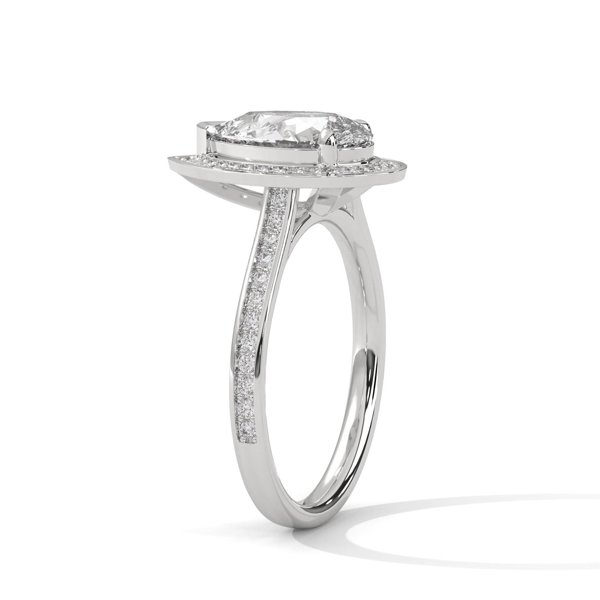 Rose Gold Pear Cut Halo Pavé Engagement & Anniversary Ring