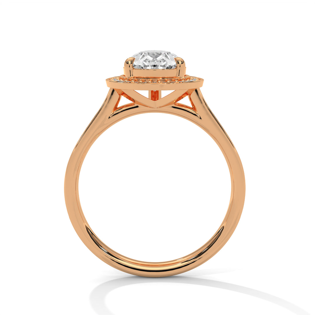 Rose Gold Pear Cut Halo Pavé Engagement & Anniversary Ring
