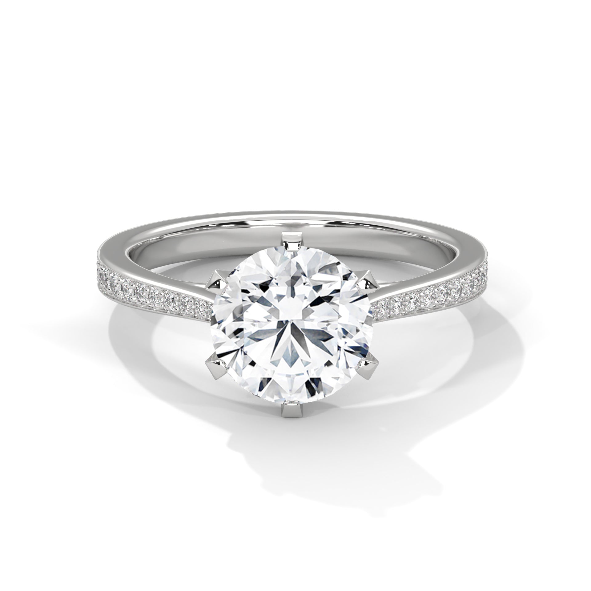 Rose Gold Round Cut Solitaire Twist Pavé Engagement Ring