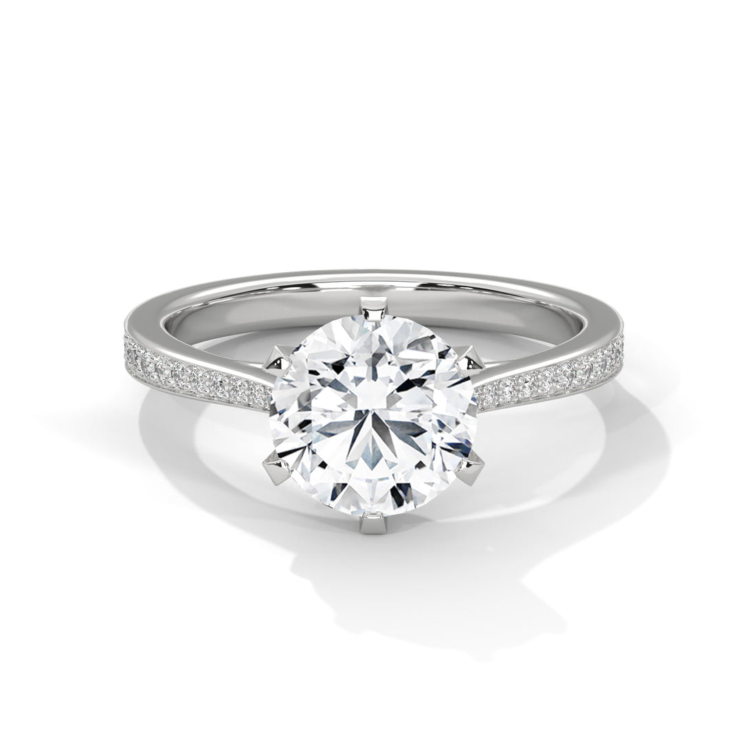 Rose Gold Round Cut Solitaire Twist Pavé Engagement Ring