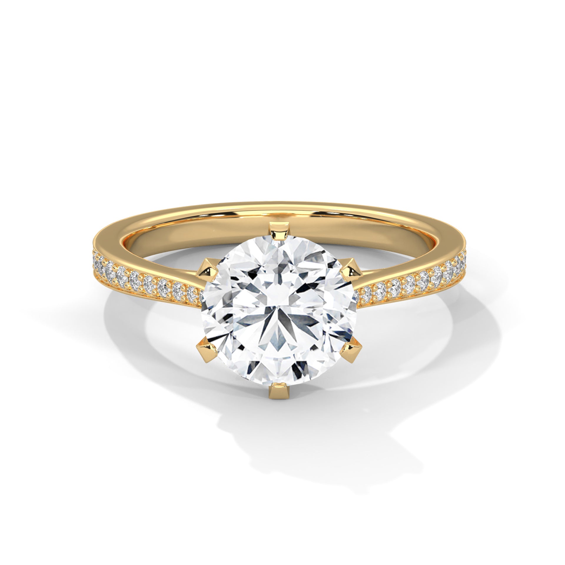 Rose Gold Round Cut Solitaire Twist Pavé Engagement Ring