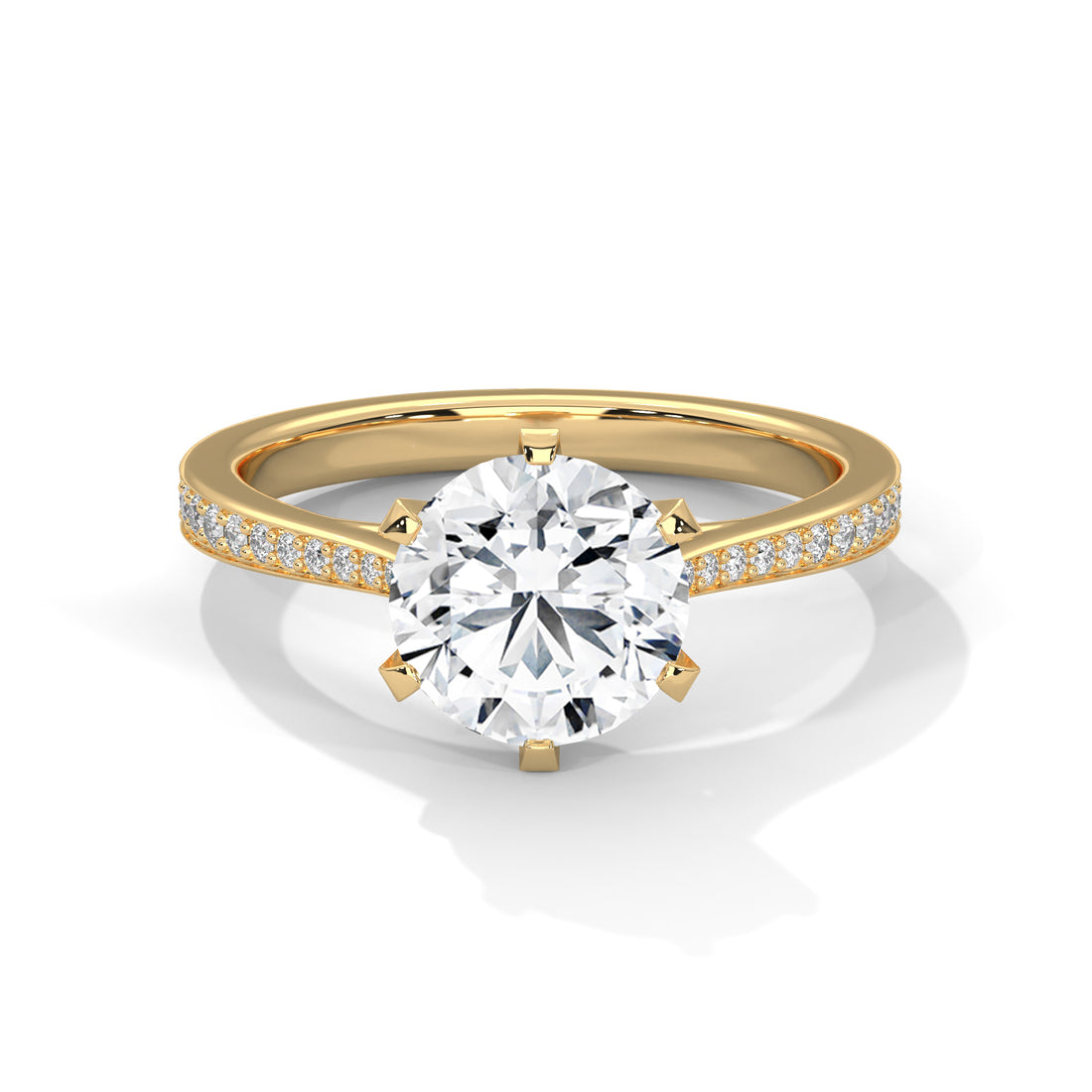 Rose Gold Round Cut Solitaire Twist Pavé Engagement Ring