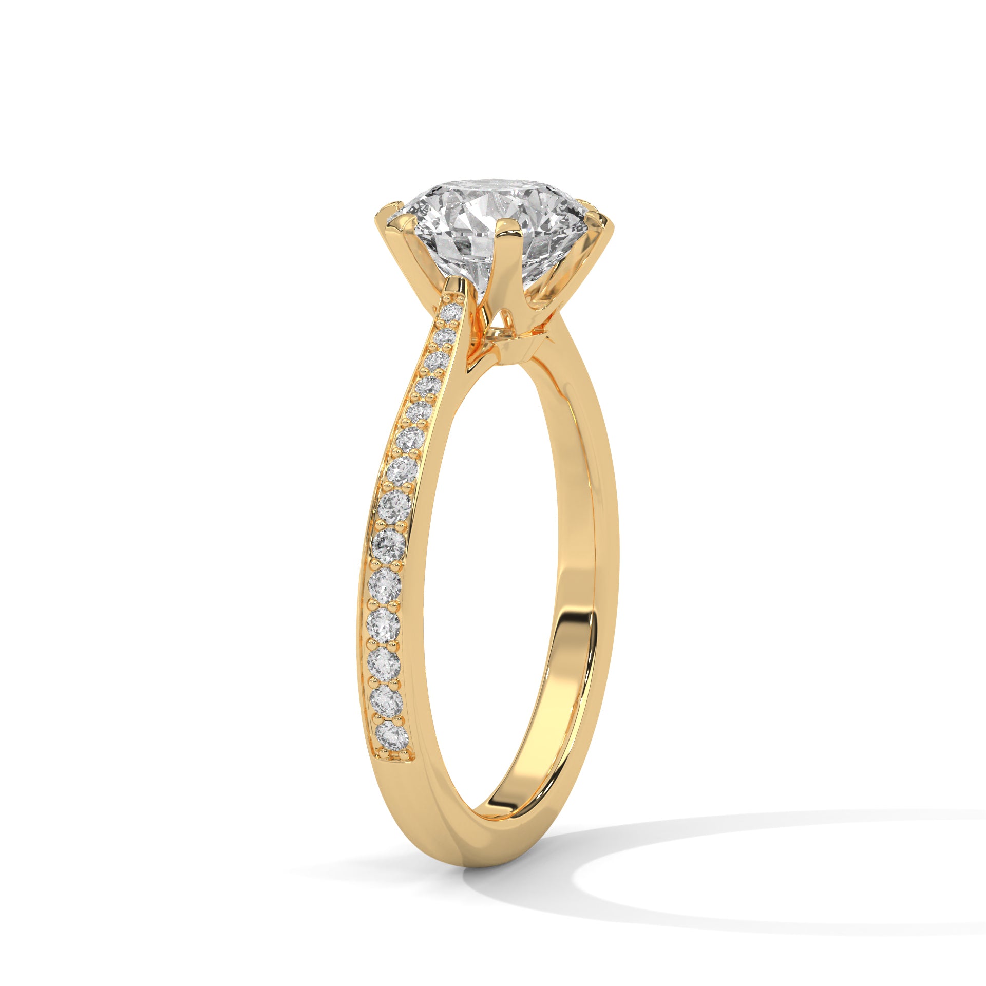 Rose Gold Round Cut Solitaire Twist Pavé Engagement Ring