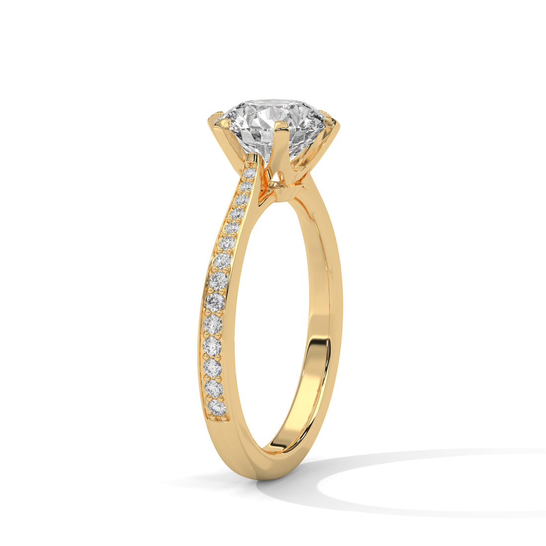 Rose Gold Round Cut Solitaire Twist Pavé Engagement Ring