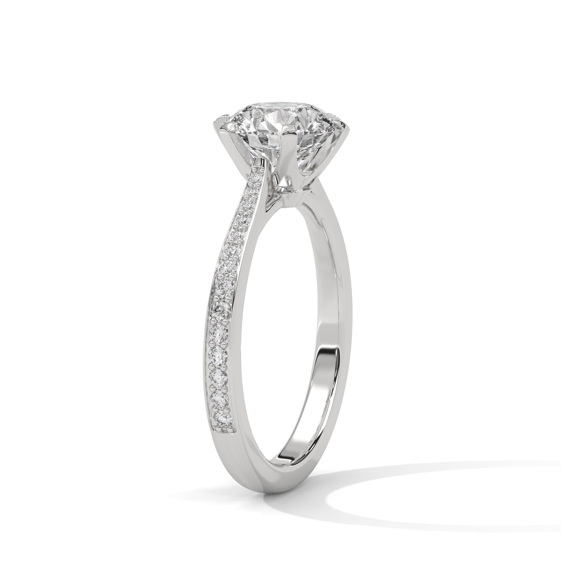 Rose Gold Round Cut Solitaire Twist Pavé Engagement Ring