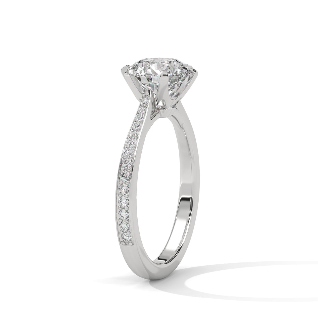 Rose Gold Round Cut Solitaire Twist Pavé Engagement Ring