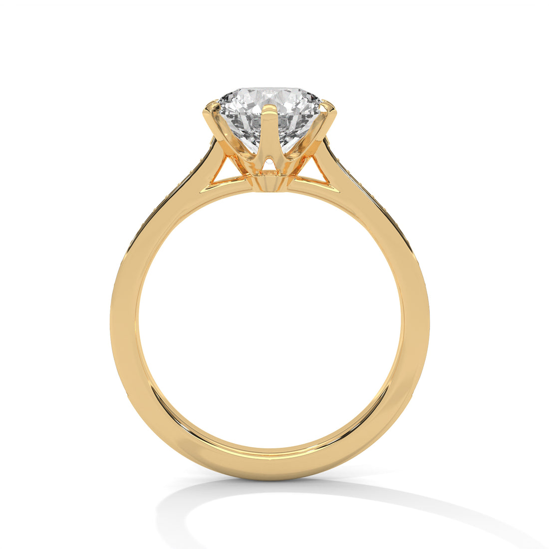 Rose Gold Round Cut Solitaire Twist Pavé Engagement Ring