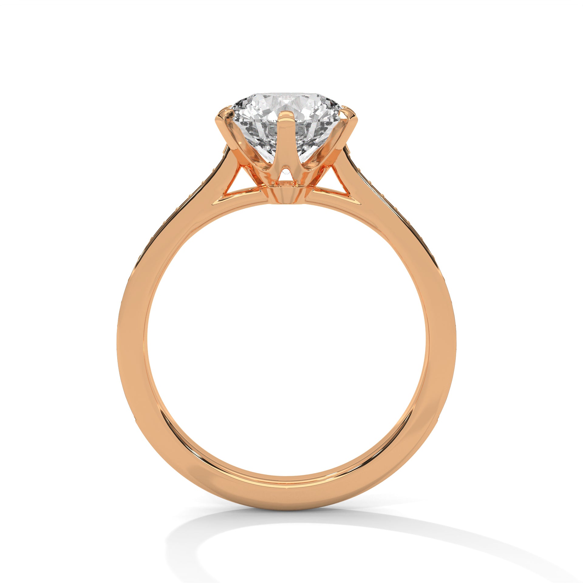 Rose Gold Round Cut Solitaire Twist Pavé Engagement Ring