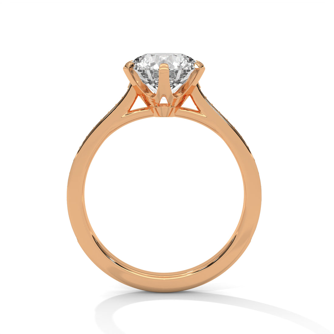 Rose Gold Round Cut Solitaire Twist Pavé Engagement Ring