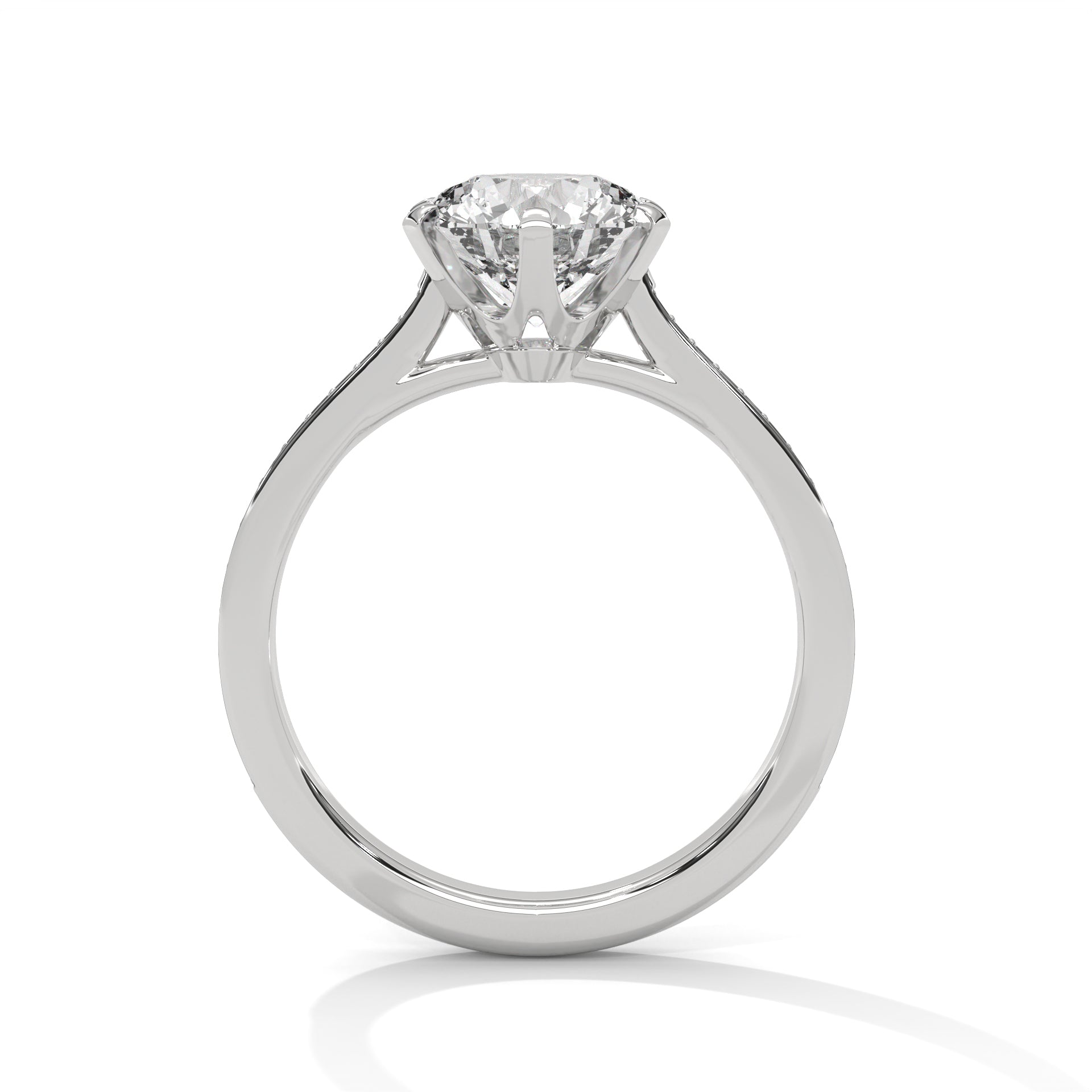 Rose Gold Round Cut Solitaire Twist Pavé Engagement Ring