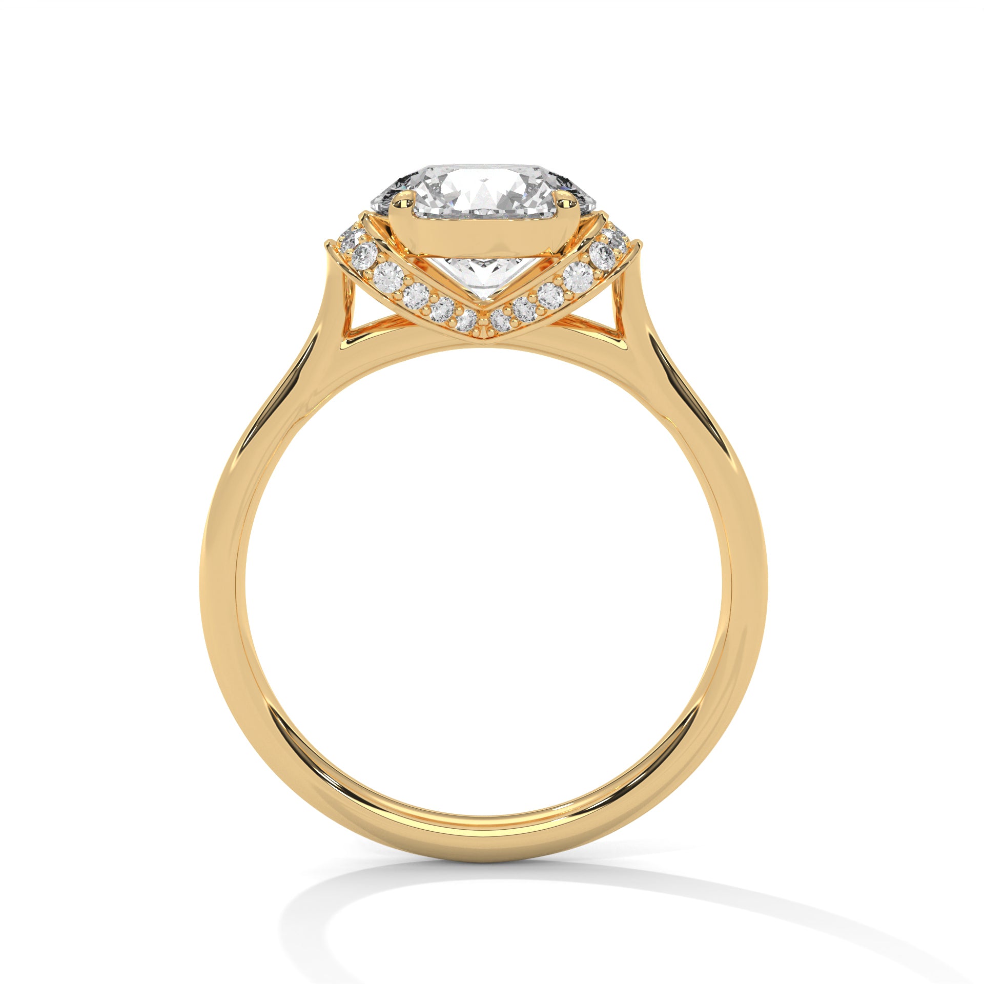Rose Gold Round Cut Solitaire Double Curved Pavé Engagement & Anniversary Ring