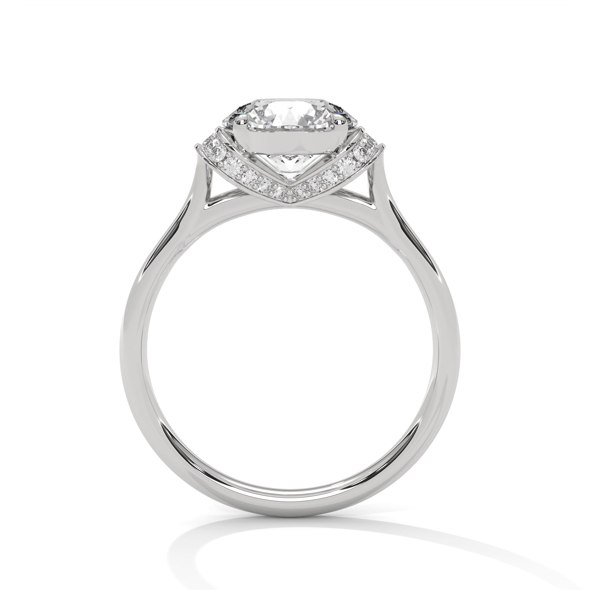 Rose Gold Round Cut Solitaire Double Curved Pavé Engagement & Anniversary Ring