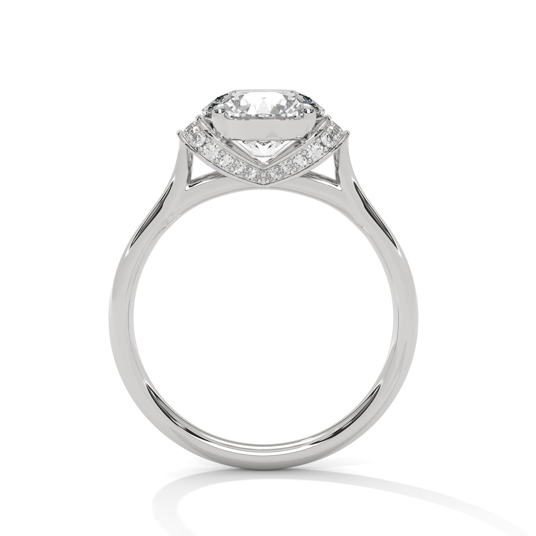 Rose Gold Round Cut Solitaire Double Curved Pavé Engagement & Anniversary Ring