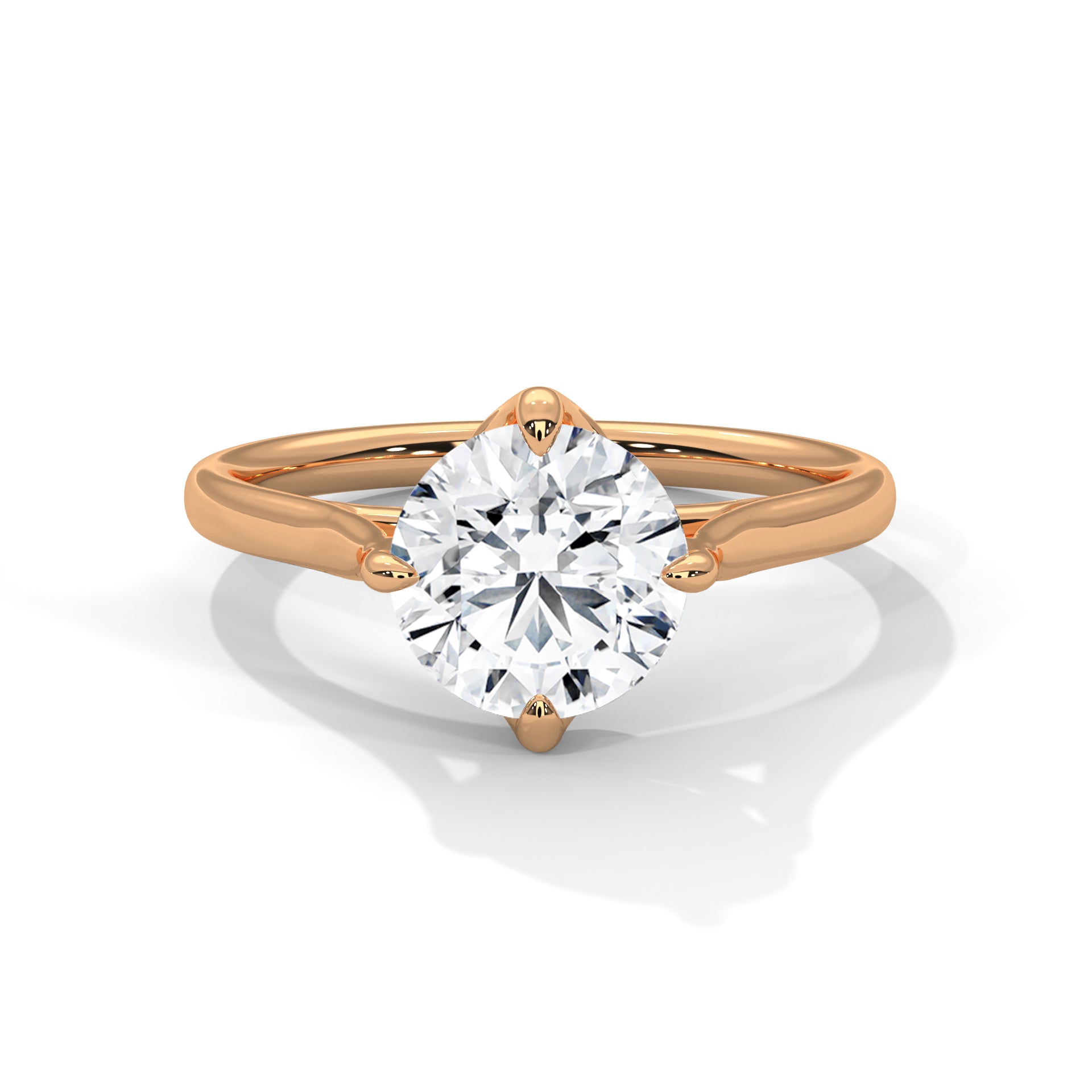 Rose Gold Round Cut Classic Four-Prong Solitaire Engagement & Anniversary Rin