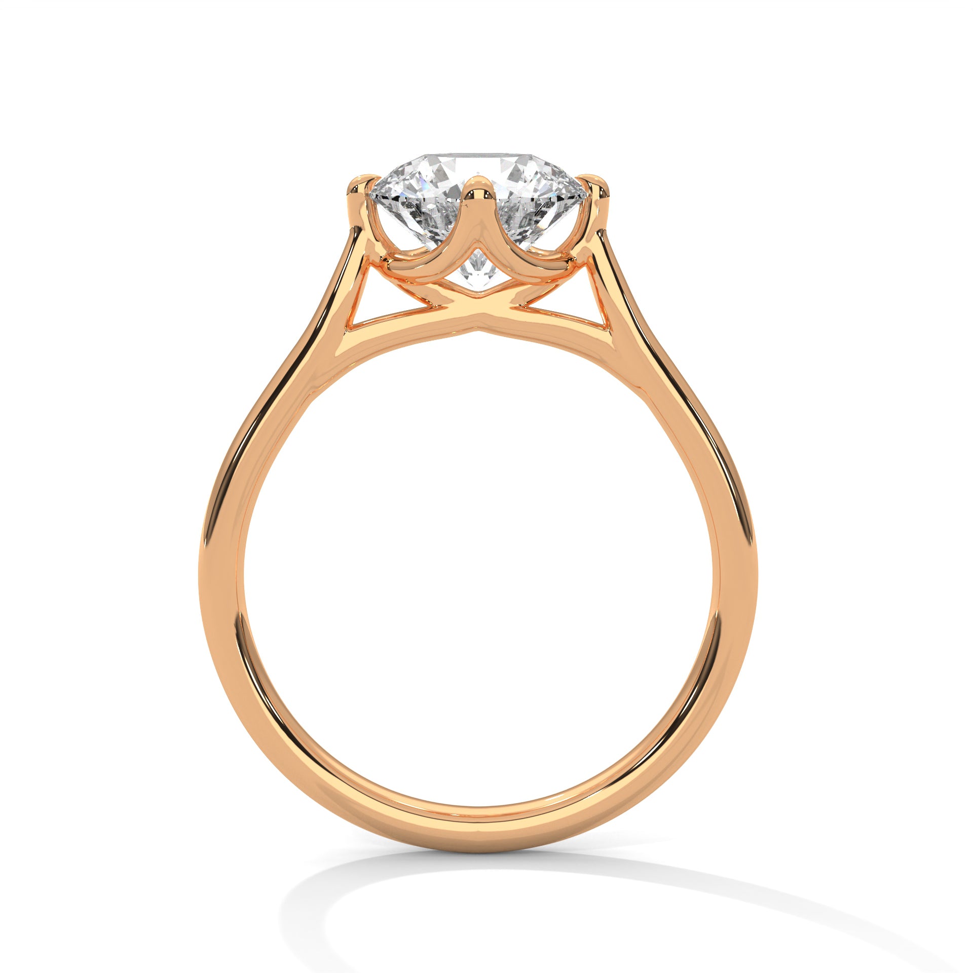 Rose Gold Round Cut Classic Four-Prong Solitaire Engagement & Anniversary Rin