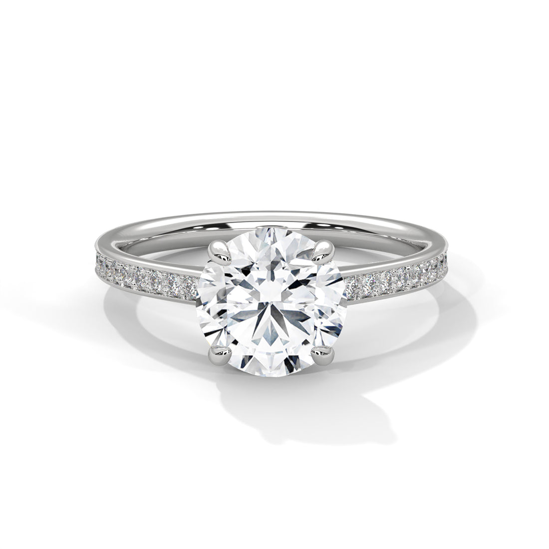 Rose Gold Round Cut Solitaire Four-Prong Pavé Engagement & Anniversary Ring